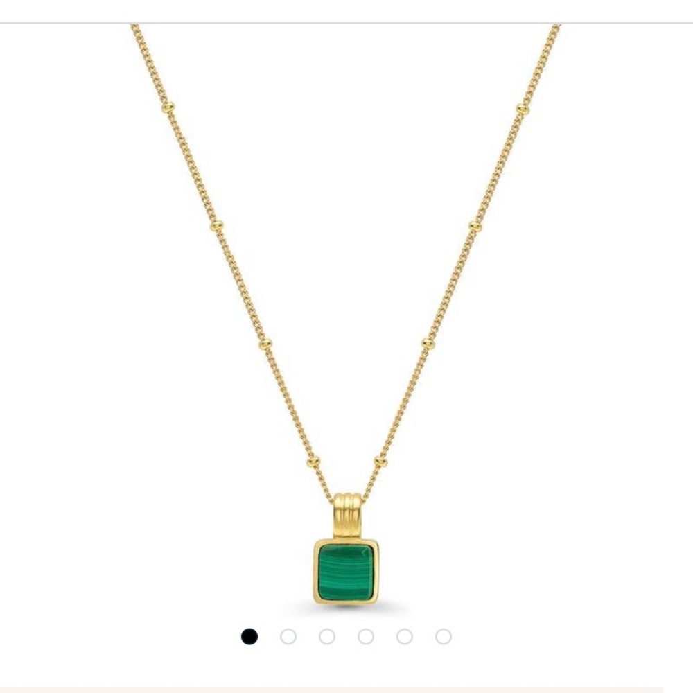 Lucy Williams Square Malachite Gold Necklace